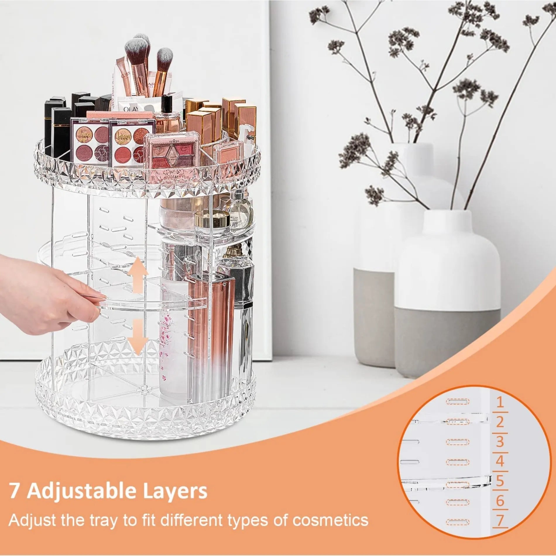 Cosmetics Makeup Organizer 3D Rotating 360