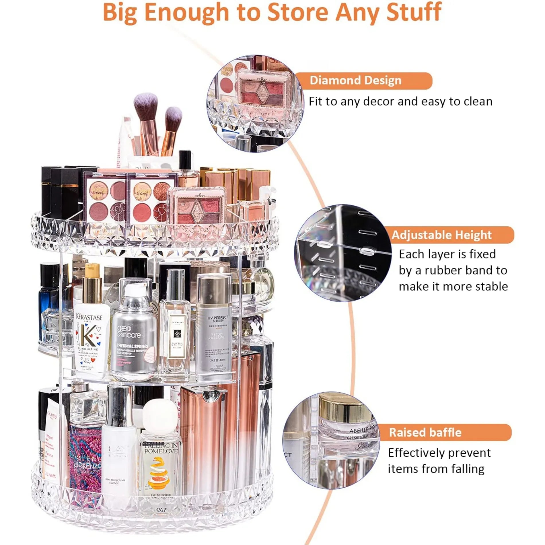 Cosmetics Makeup Organizer 3D Rotating 360